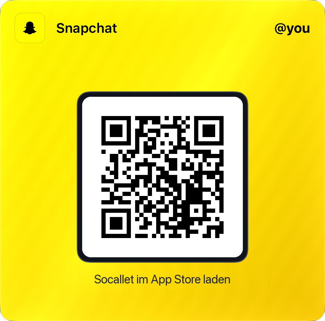 Socallet Pass für Snapchat mit App Store QR Code